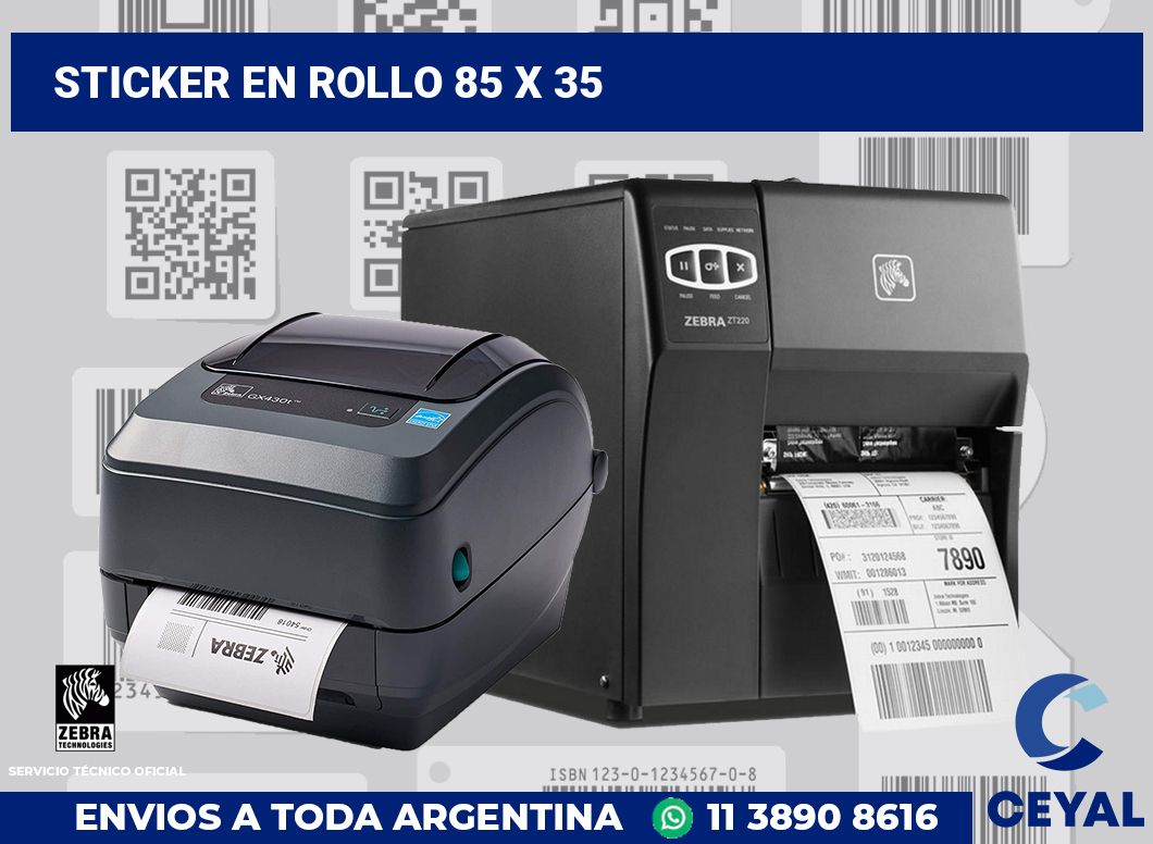 sticker en rollo 85 x 35