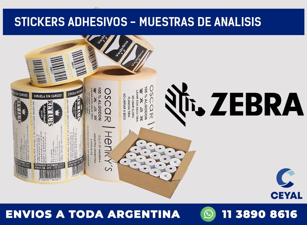 stickers adhesivos – muestras de analisis