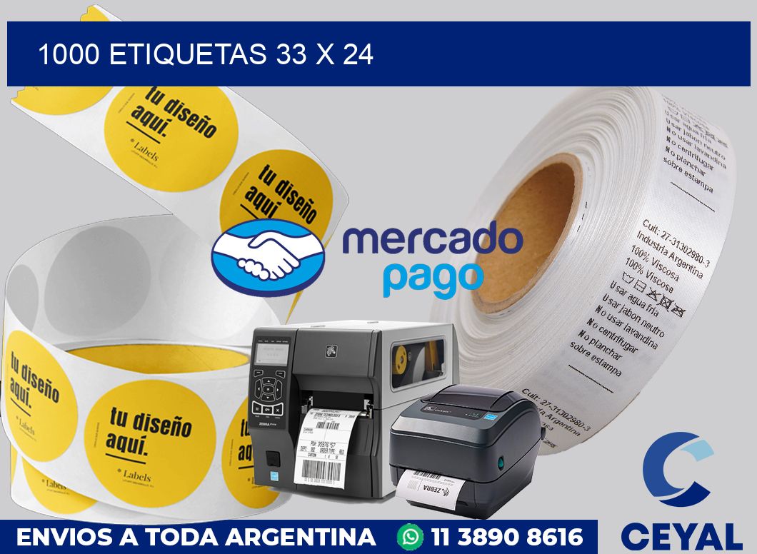 1000 etiquetas 33 x 24