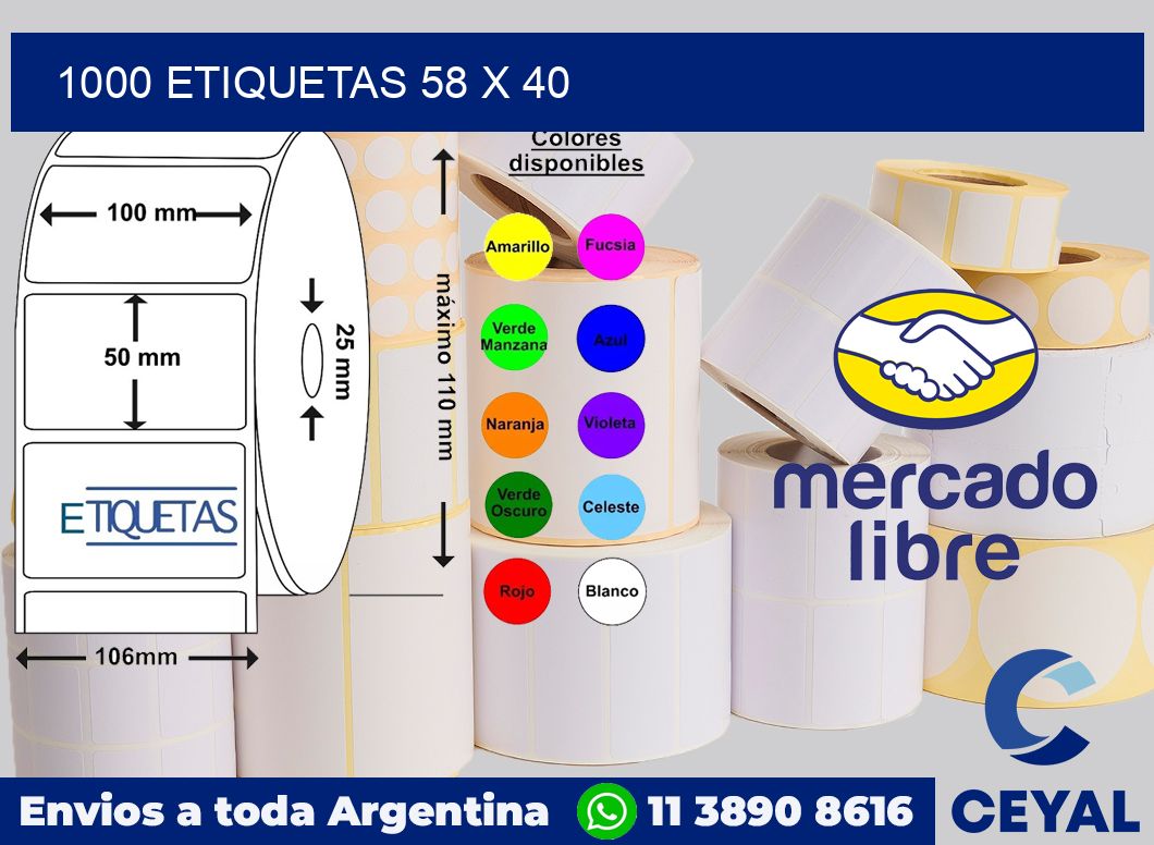 1000 etiquetas 58 x 40