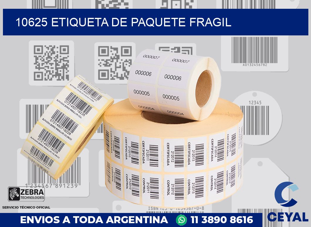 10625 Etiqueta de paquete fragil