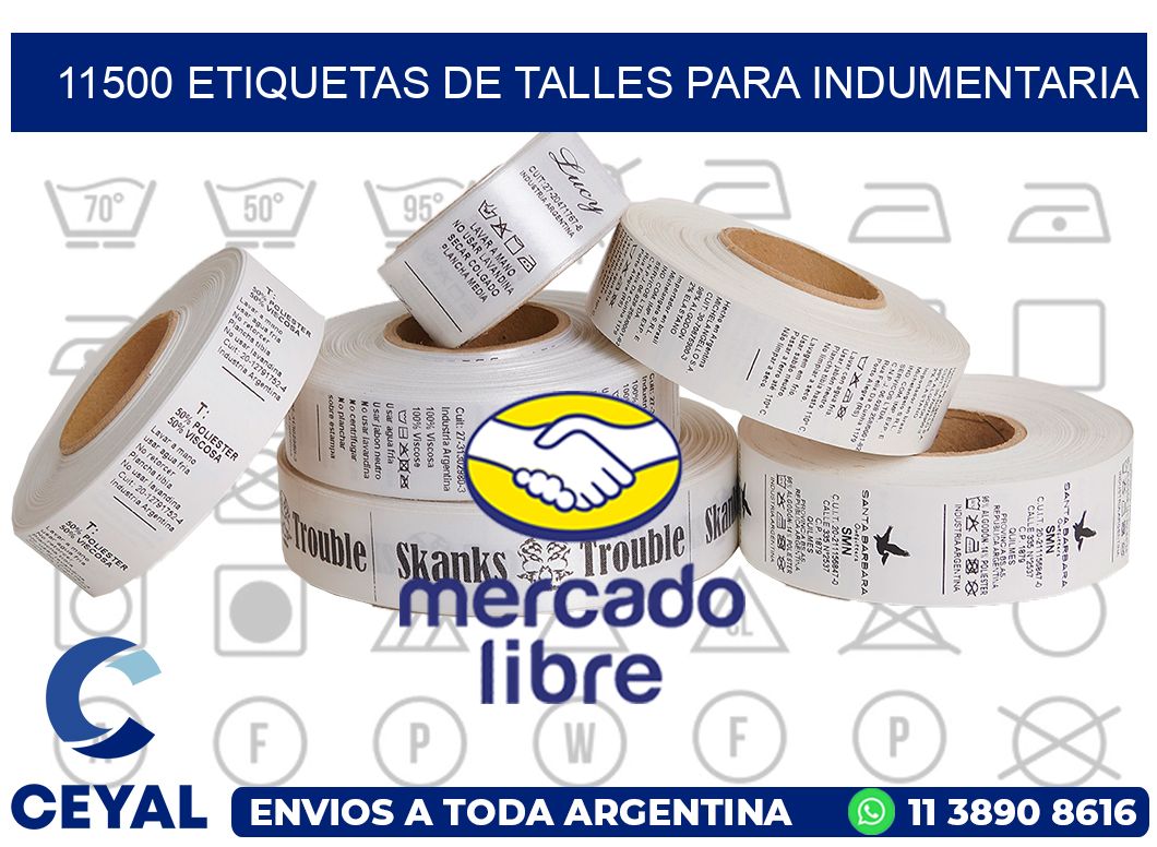 11500 Etiquetas de Talles para indumentaria