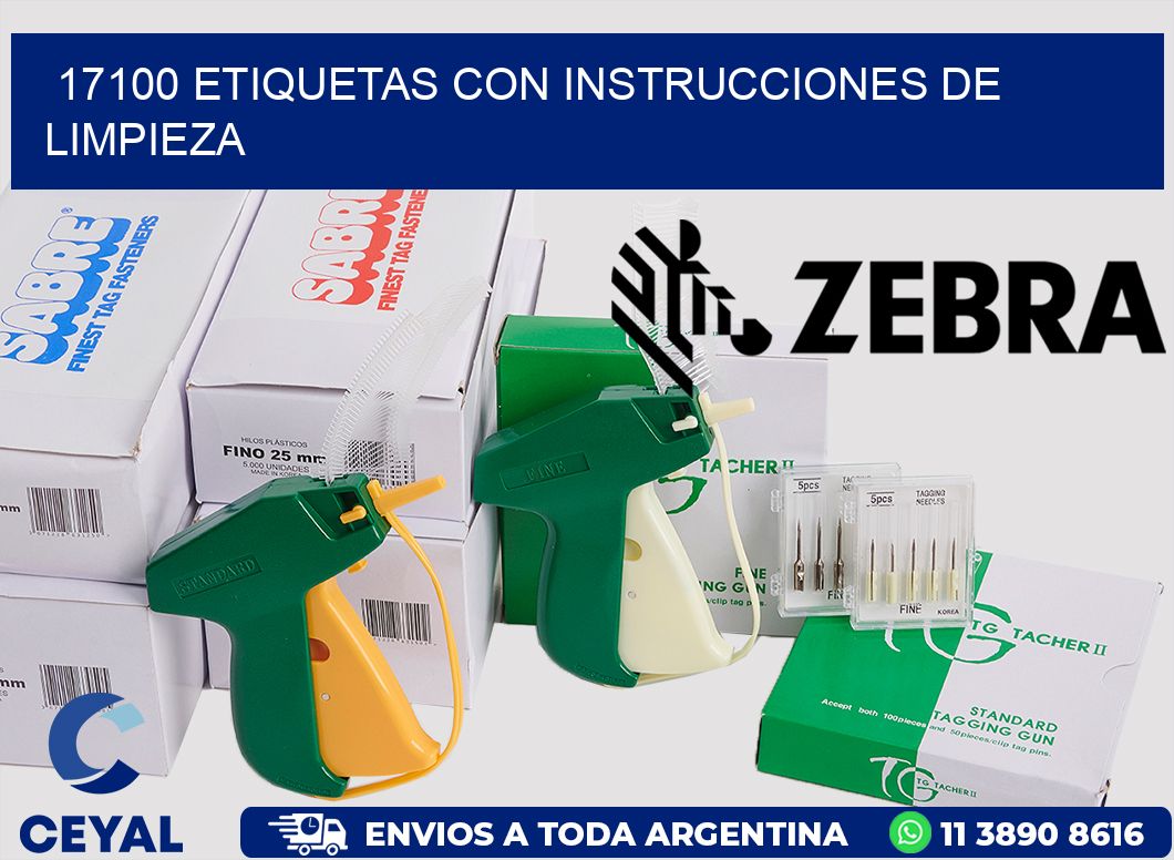 17100 Etiquetas con instrucciones de Limpieza