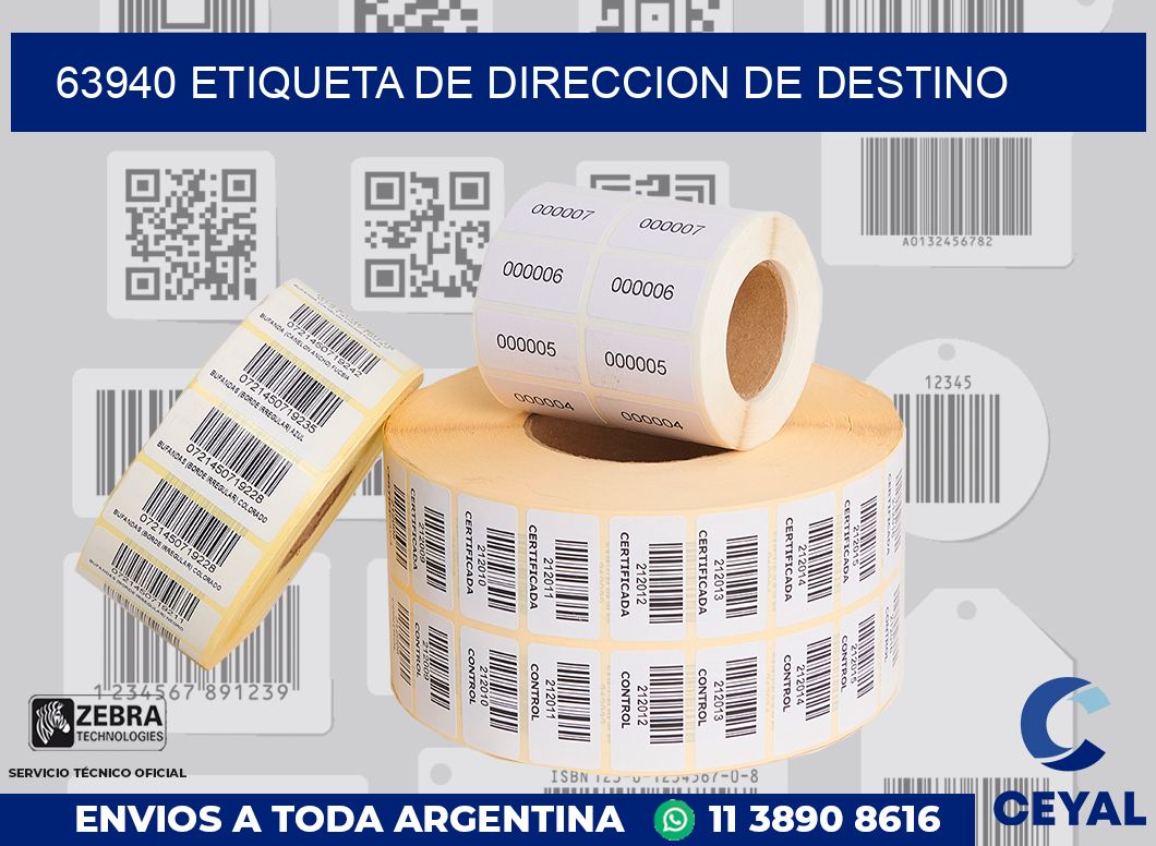 63940 Etiqueta de direccion de destino