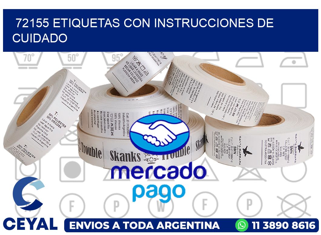 72155 Etiquetas con instrucciones de cuidado