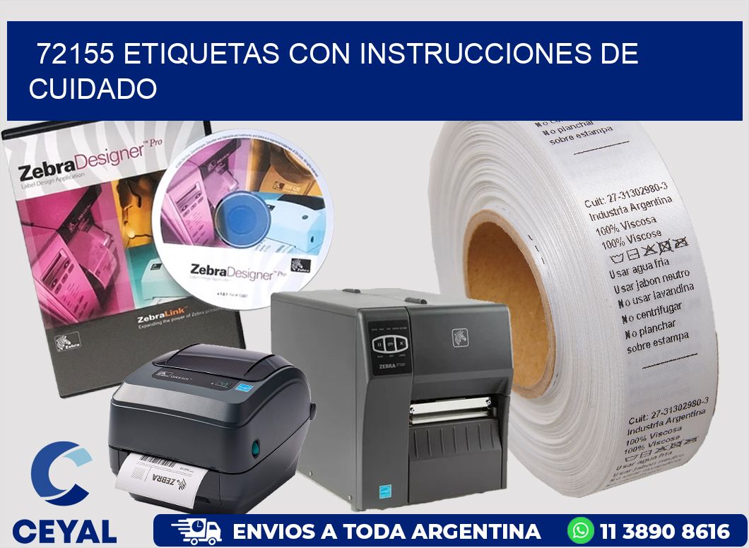 72155 Etiquetas con instrucciones de cuidado