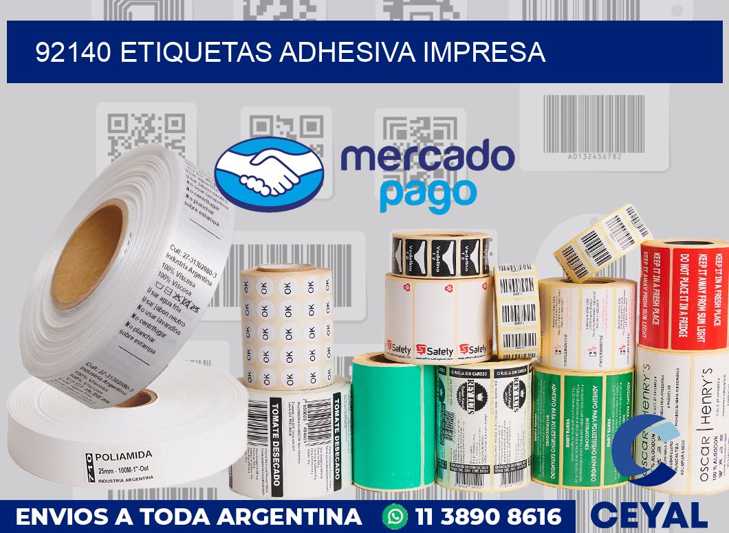 92140 etiquetas adhesiva impresa