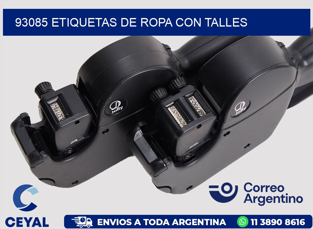 93085 Etiquetas de ropa con Talles