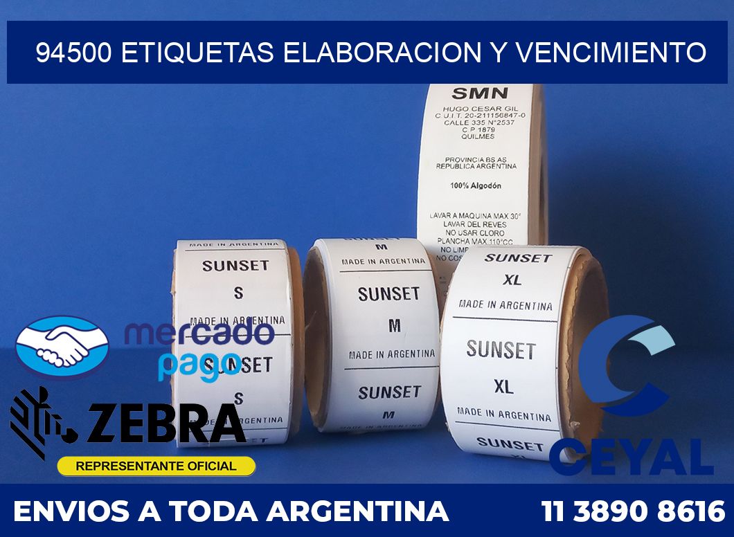 94500 Etiquetas elaboracion y vencimiento