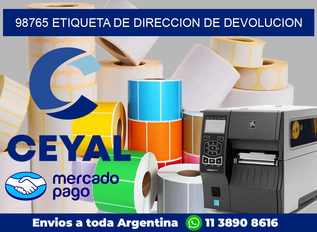 98765 Etiqueta de direccion de devolucion