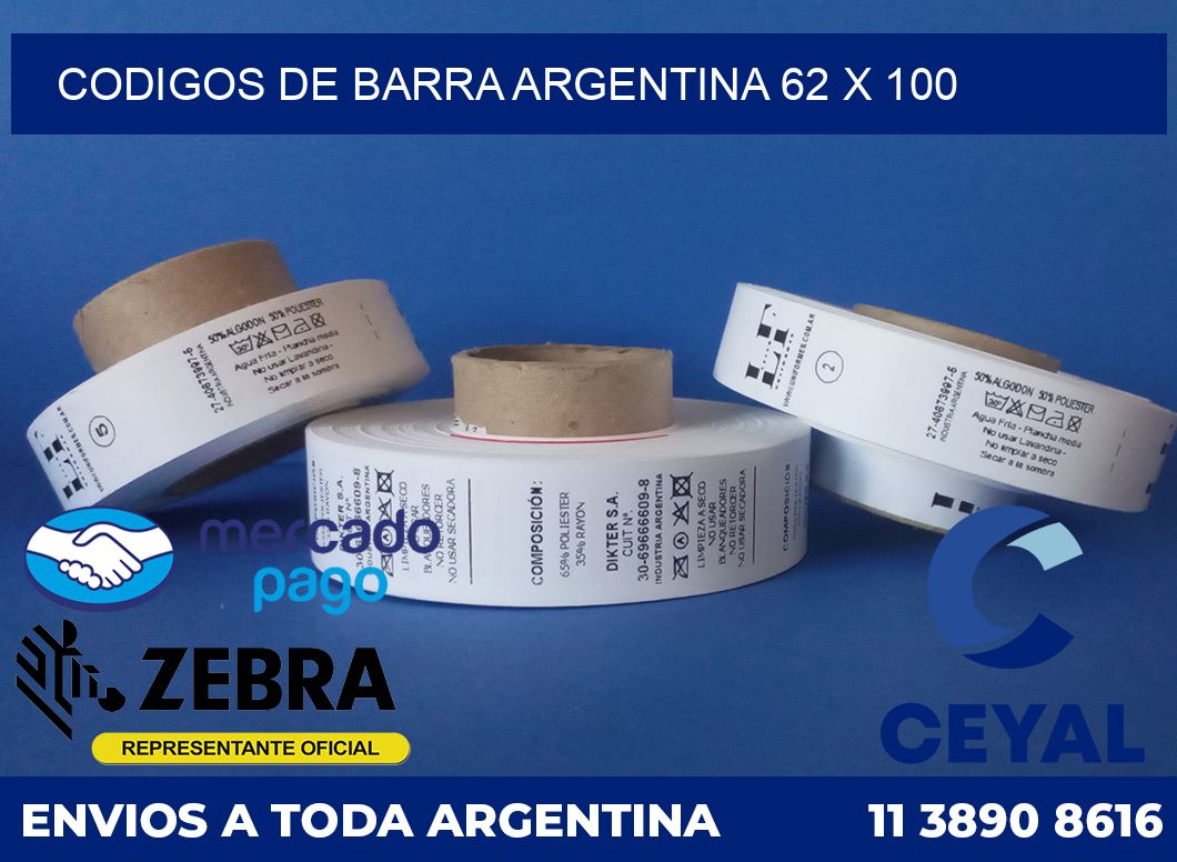 Codigos de barra Argentina 62 x 100