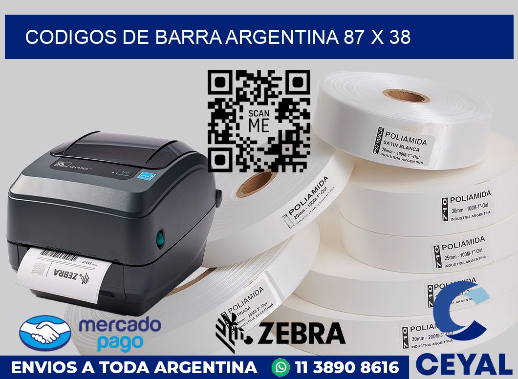 Codigos de barra Argentina 87 x 38