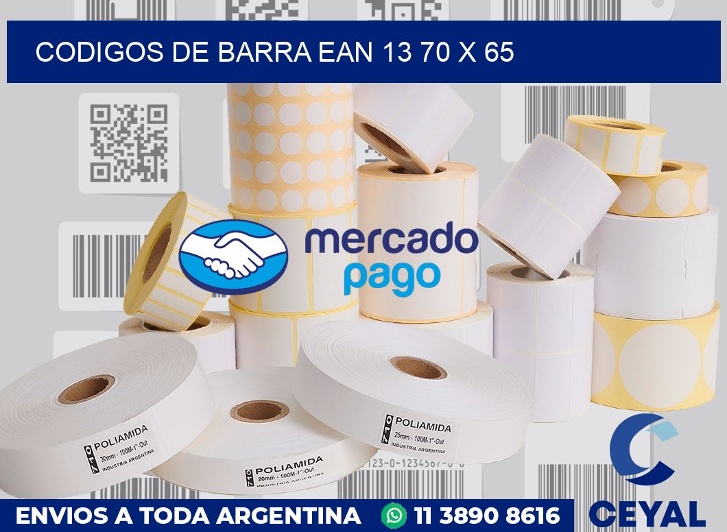 Codigos de barra EAN 13 70 x 65