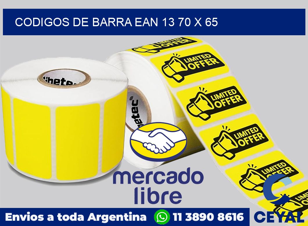 Codigos de barra EAN 13 70 x 65
