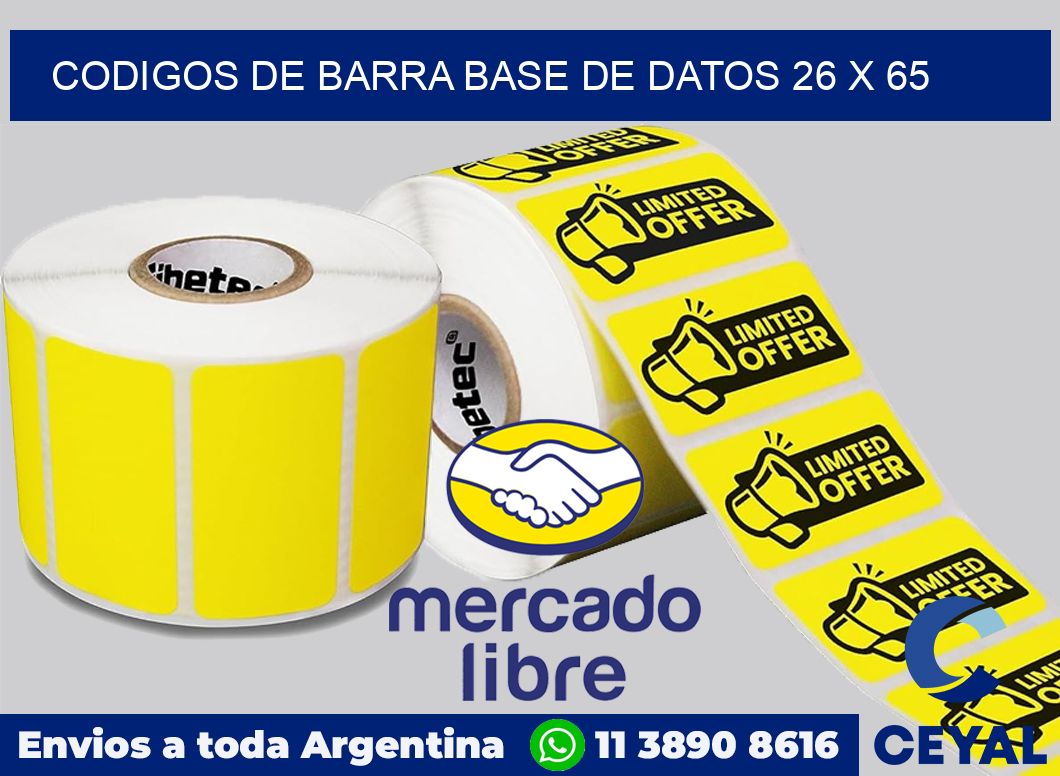 Codigos de barra base de datos 26 x 65