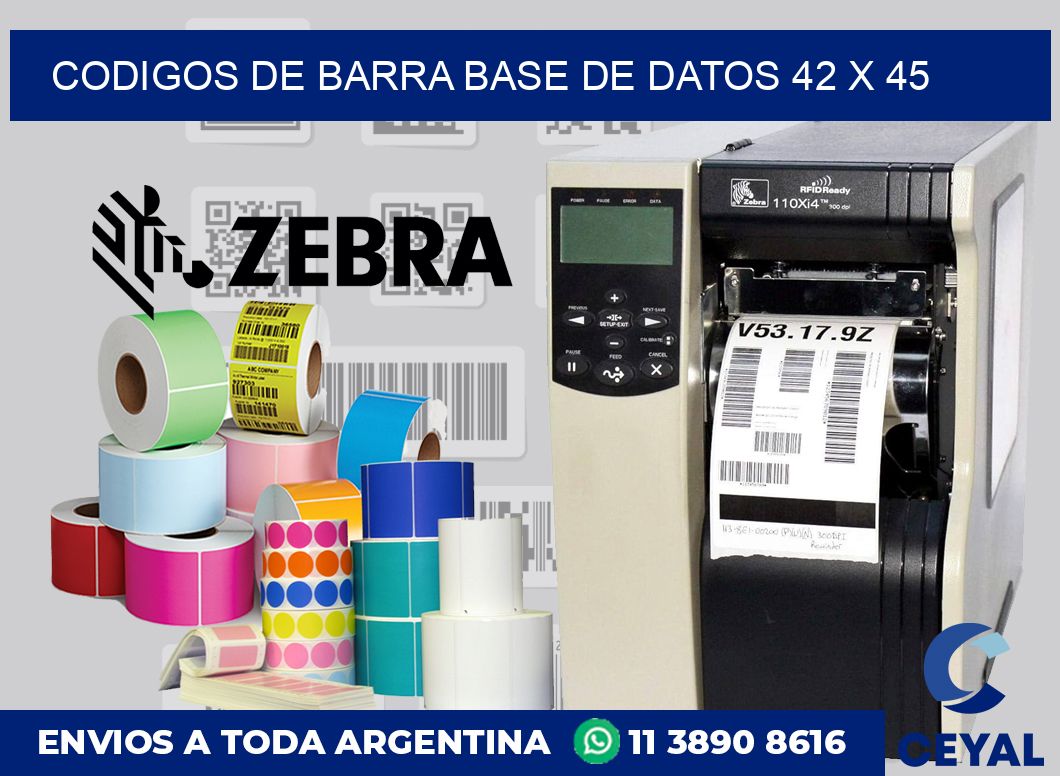 Codigos de barra base de datos 42 x 45