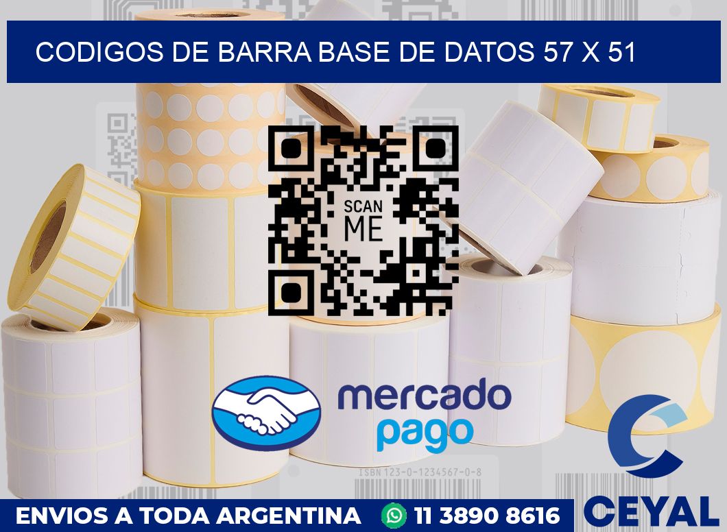 Codigos de barra base de datos 57 x 51