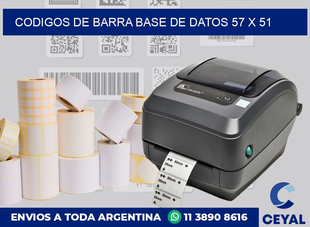 Codigos de barra base de datos 57 x 51