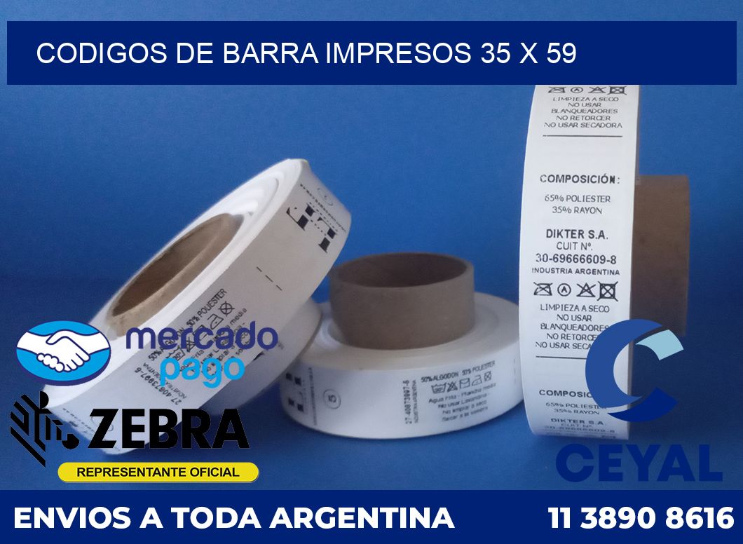Codigos de barra impresos 35 x 59