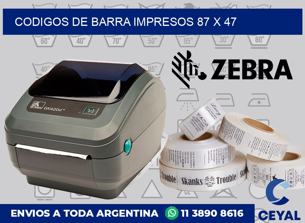 Codigos de barra impresos 87 x 47