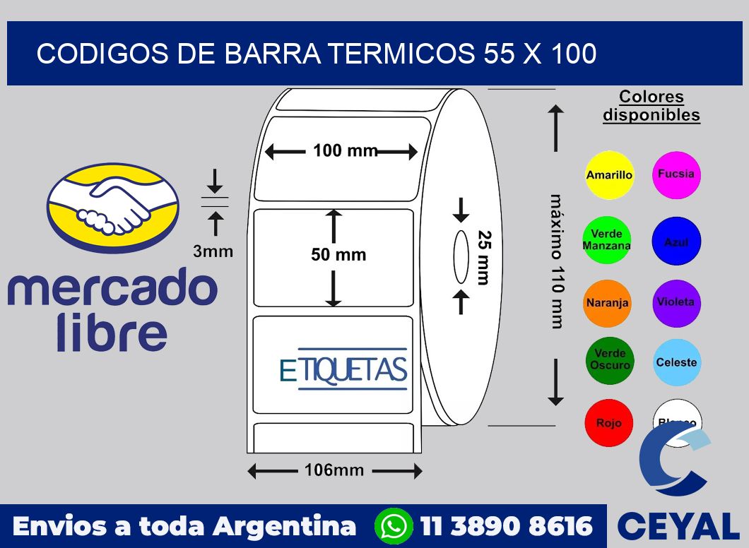 Codigos de barra termicos 55 x 100