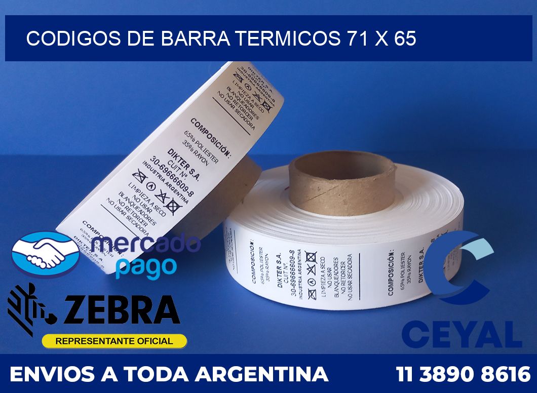 Codigos de barra termicos 71 x 65
