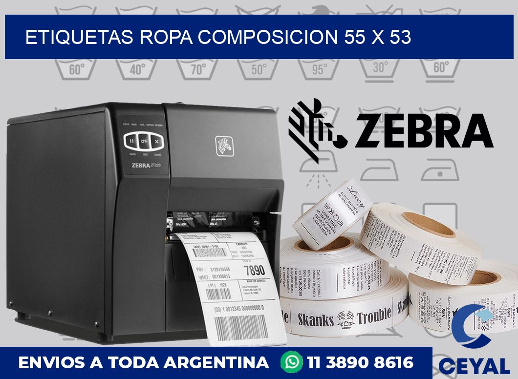 Etiquetas ropa composicion 55 x 53
