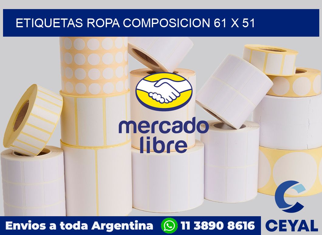 Etiquetas ropa composicion 61 x 51