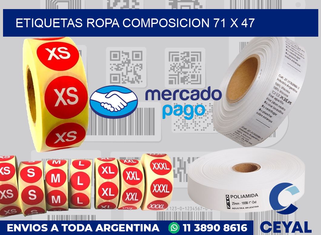 Etiquetas ropa composicion 71 x 47