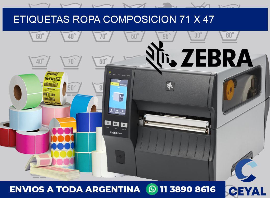 Etiquetas ropa composicion 71 x 47