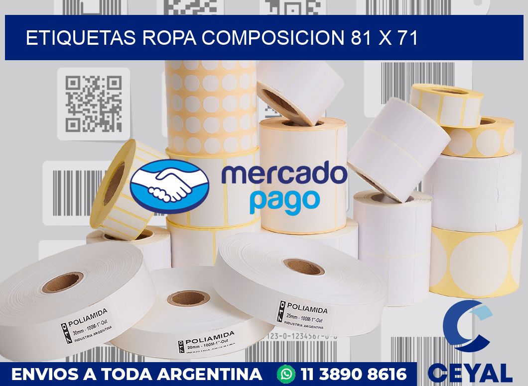Etiquetas ropa composicion 81 x 71