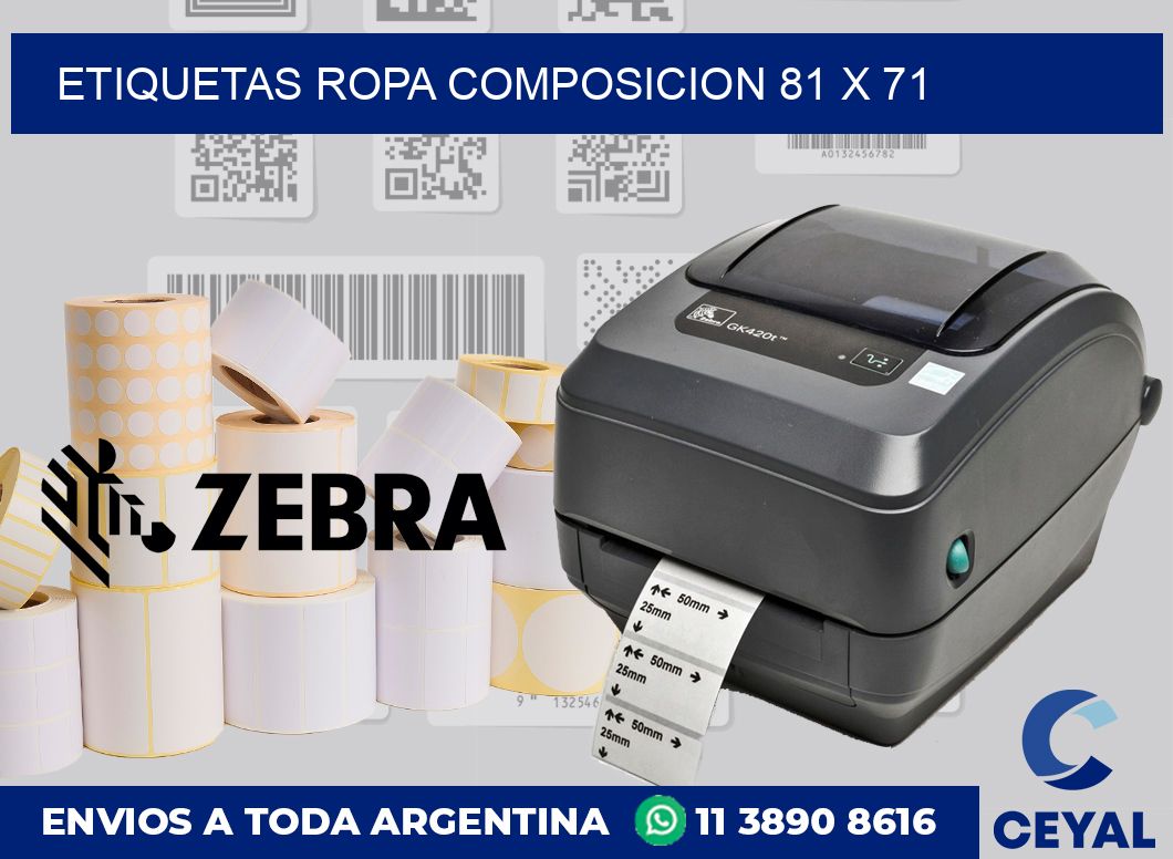 Etiquetas ropa composicion 81 x 71