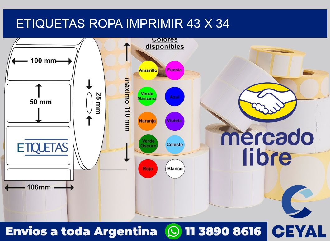 Etiquetas ropa imprimir 43 x 34