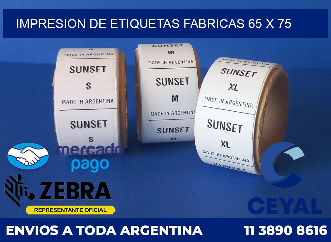 Impresion de etiquetas fabricas 65 x 75