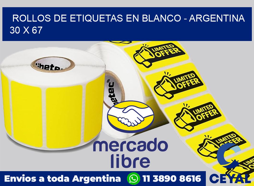 Rollos de etiquetas en blanco - Argentina 30 x 67