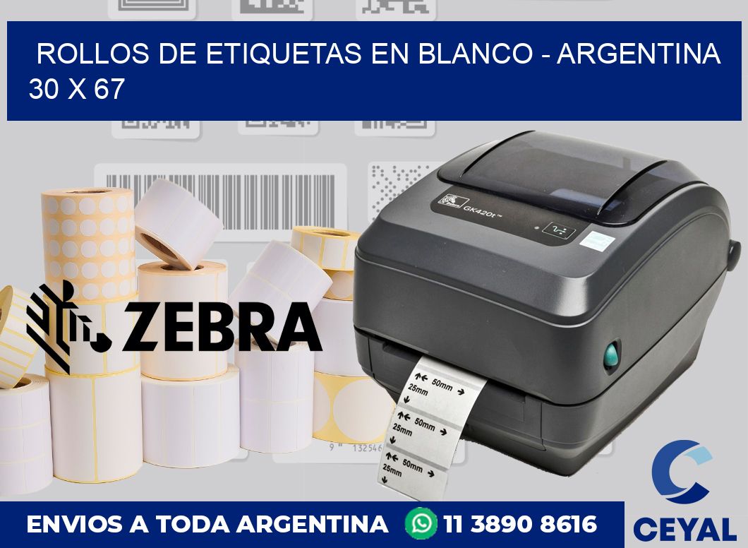 Rollos de etiquetas en blanco – Argentina 30 x 67