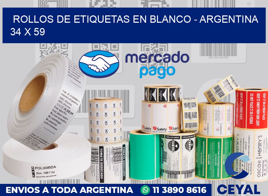 Rollos de etiquetas en blanco - Argentina 34 x 59