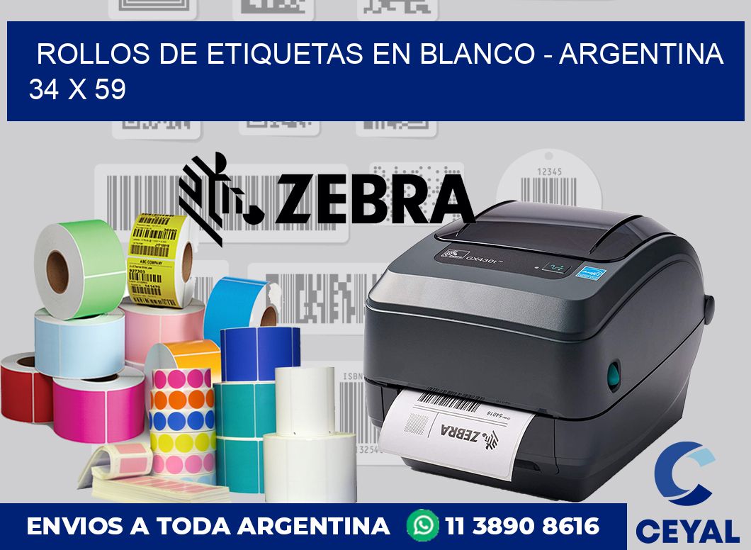 Rollos de etiquetas en blanco - Argentina 34 x 59