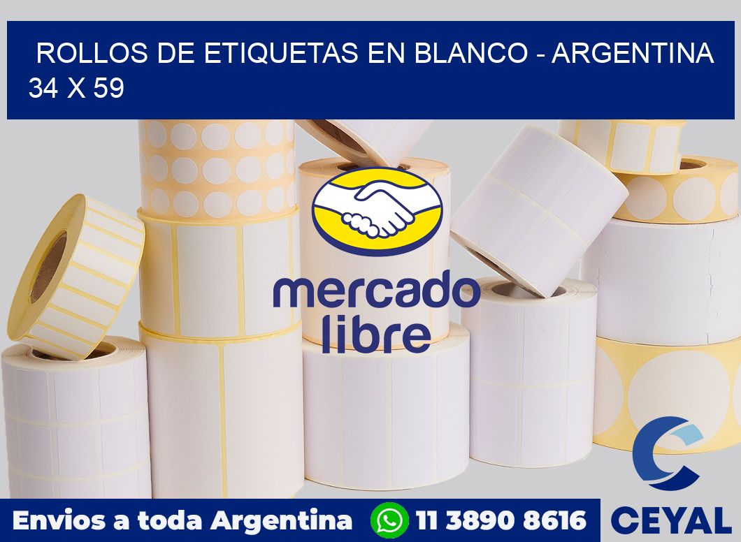Rollos de etiquetas en blanco – Argentina 34 x 59