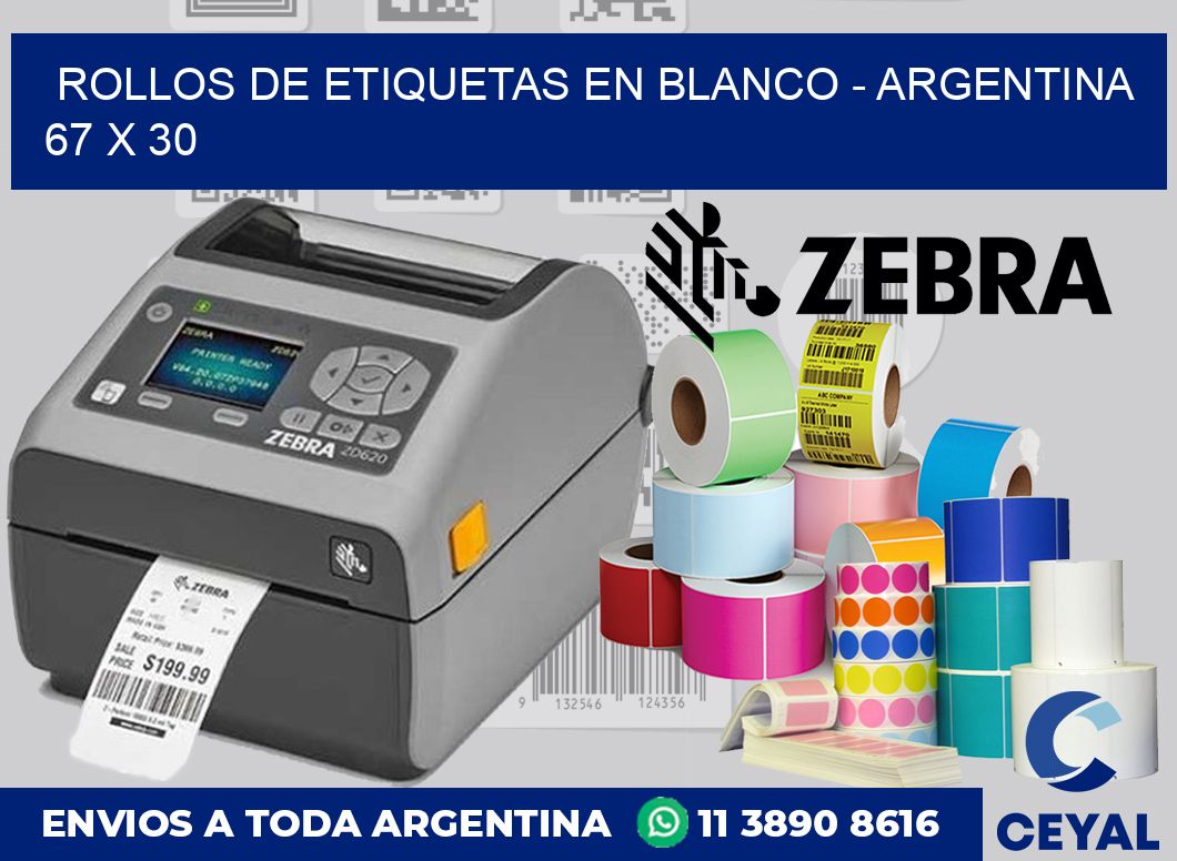 Rollos de etiquetas en blanco - Argentina 67 x 30