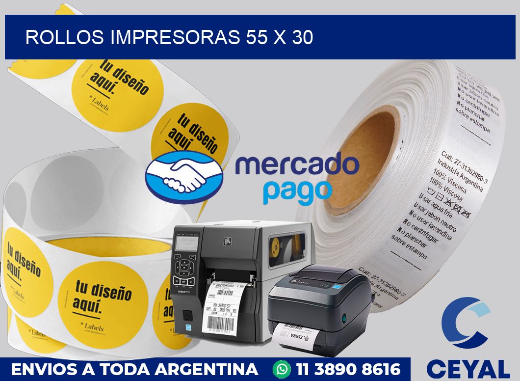 Rollos impresoras 55 x 30