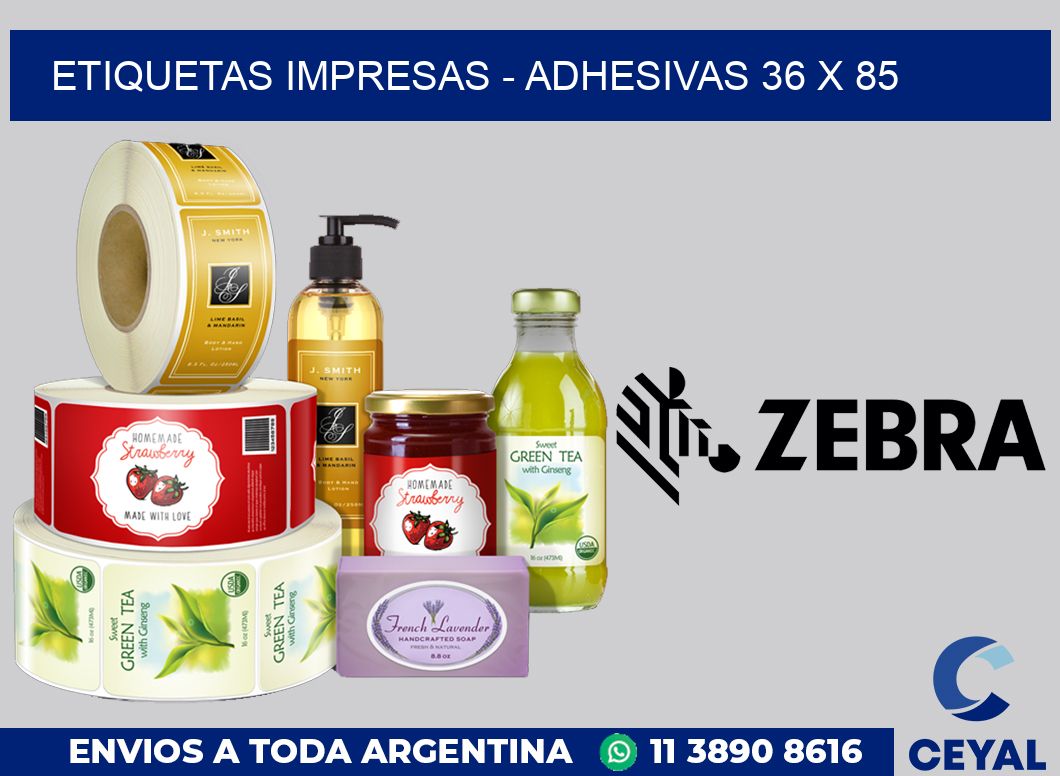 etiquetas impresas - Adhesivas 36 x 85