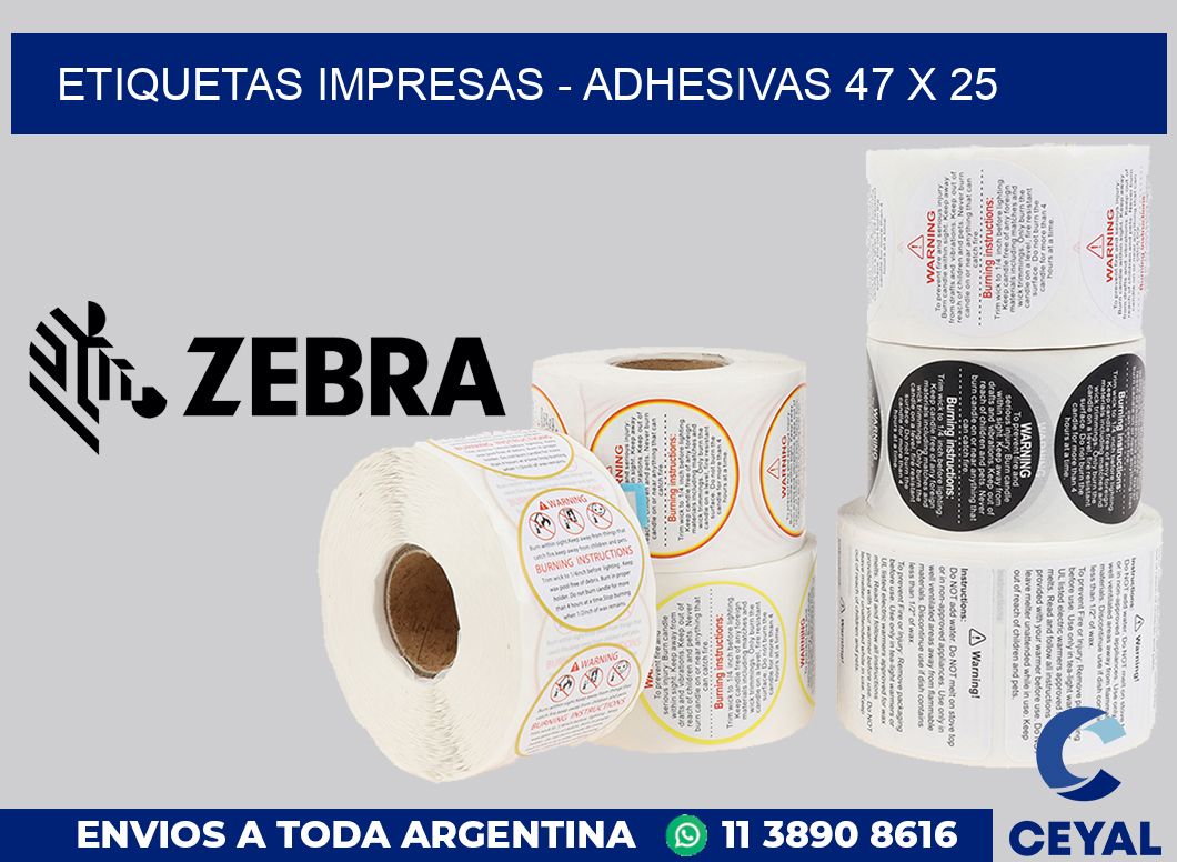 etiquetas impresas - Adhesivas 47 x 25