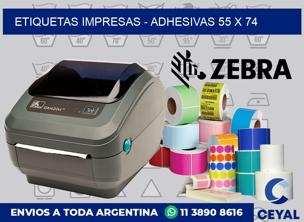 etiquetas impresas - Adhesivas 55 x 74
