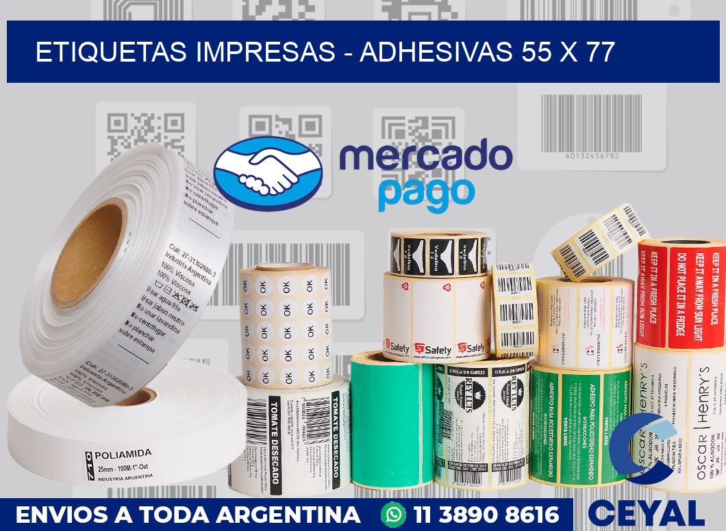 etiquetas impresas - Adhesivas 55 x 77
