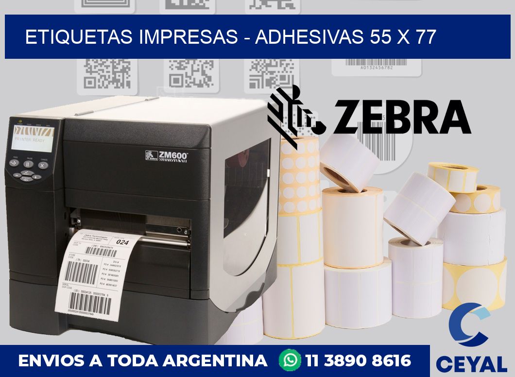etiquetas impresas - Adhesivas 55 x 77