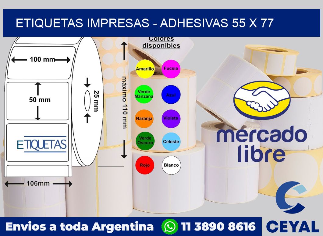 etiquetas impresas – Adhesivas 55 x 77