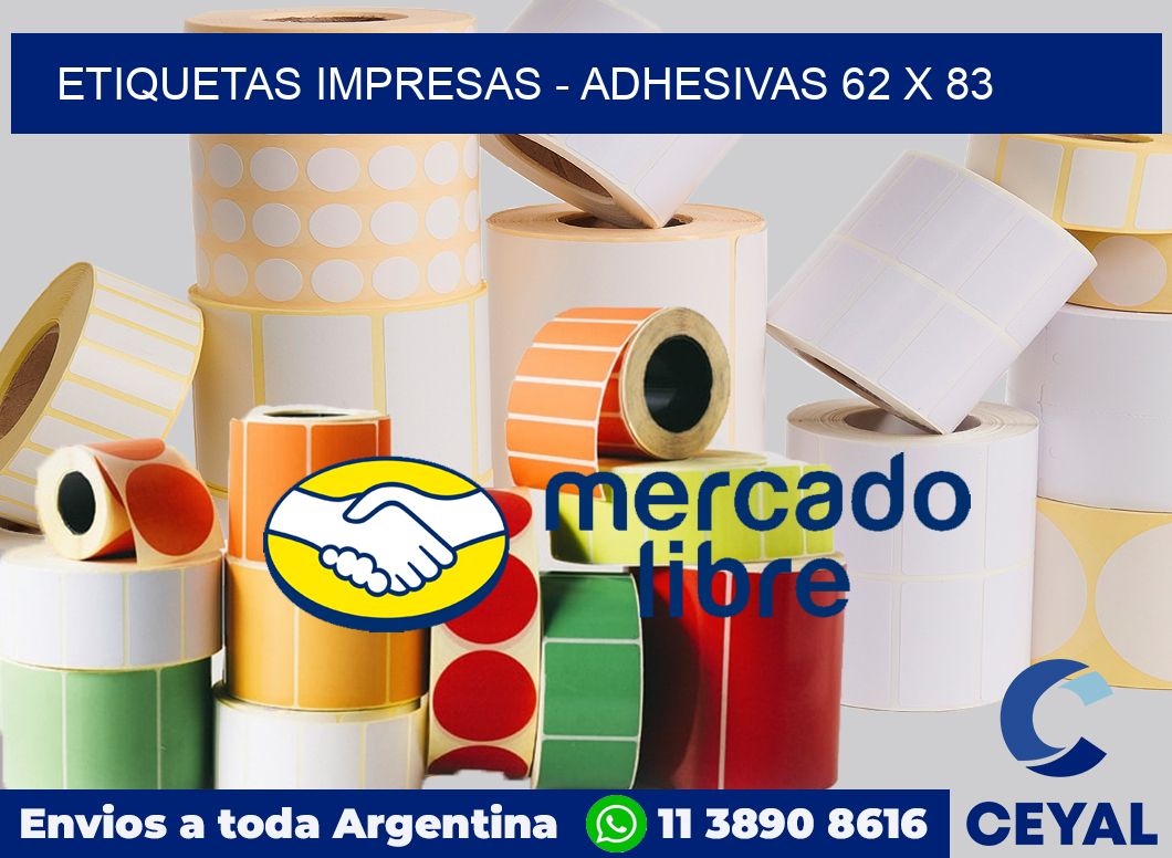 etiquetas impresas - Adhesivas 62 x 83