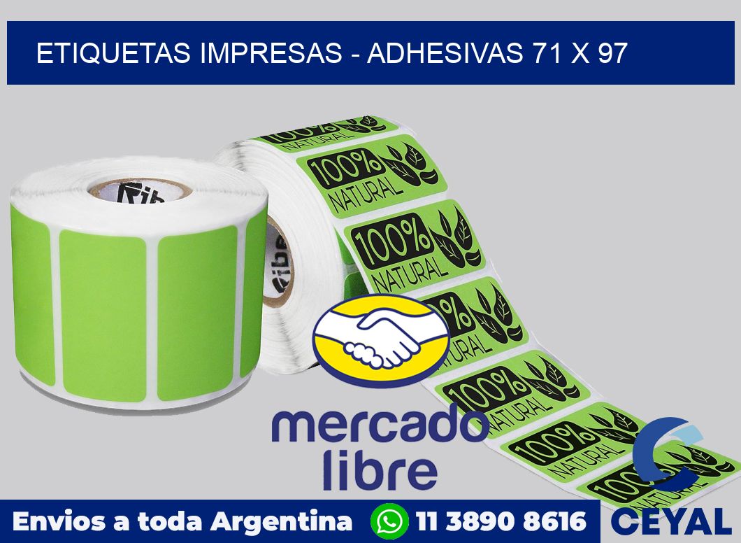 etiquetas impresas - Adhesivas 71 x 97