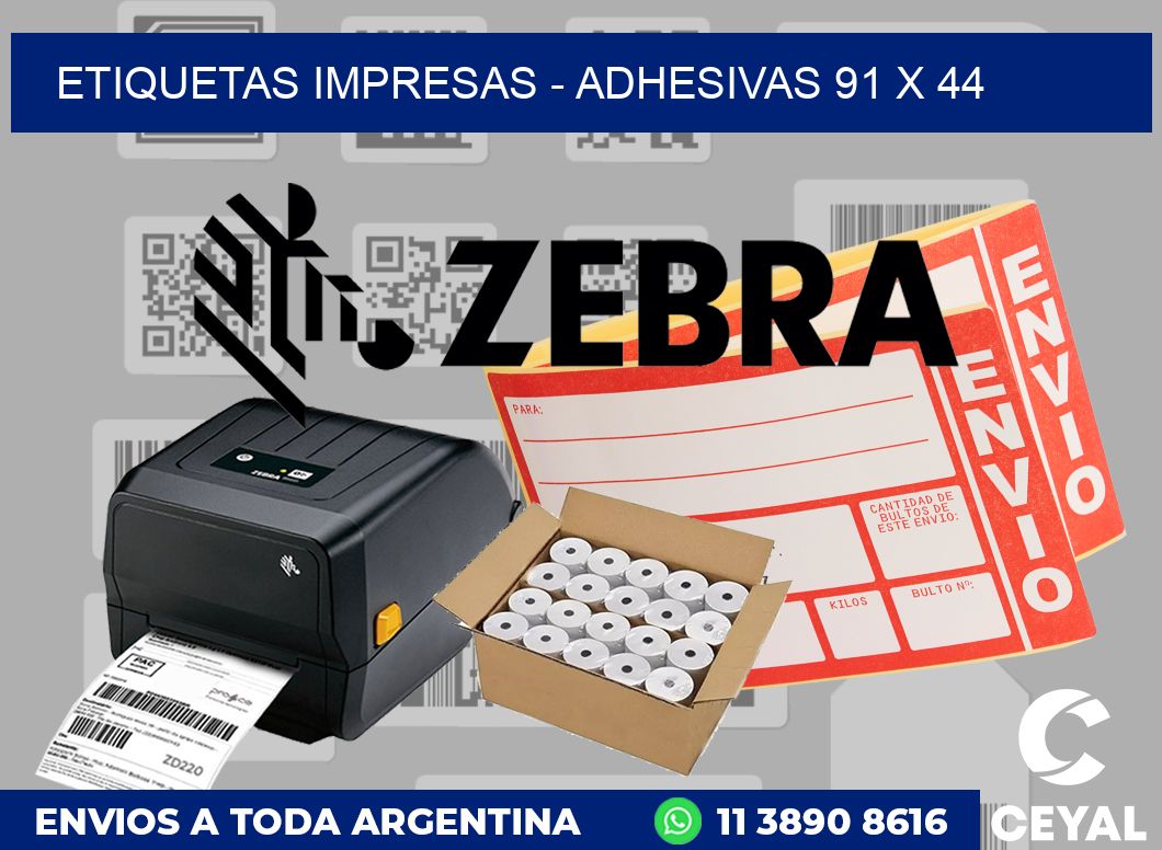 etiquetas impresas - Adhesivas 91 x 44